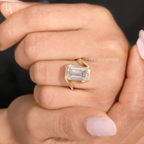 Emerald Cut Bezel Bypass Solitaire Ring