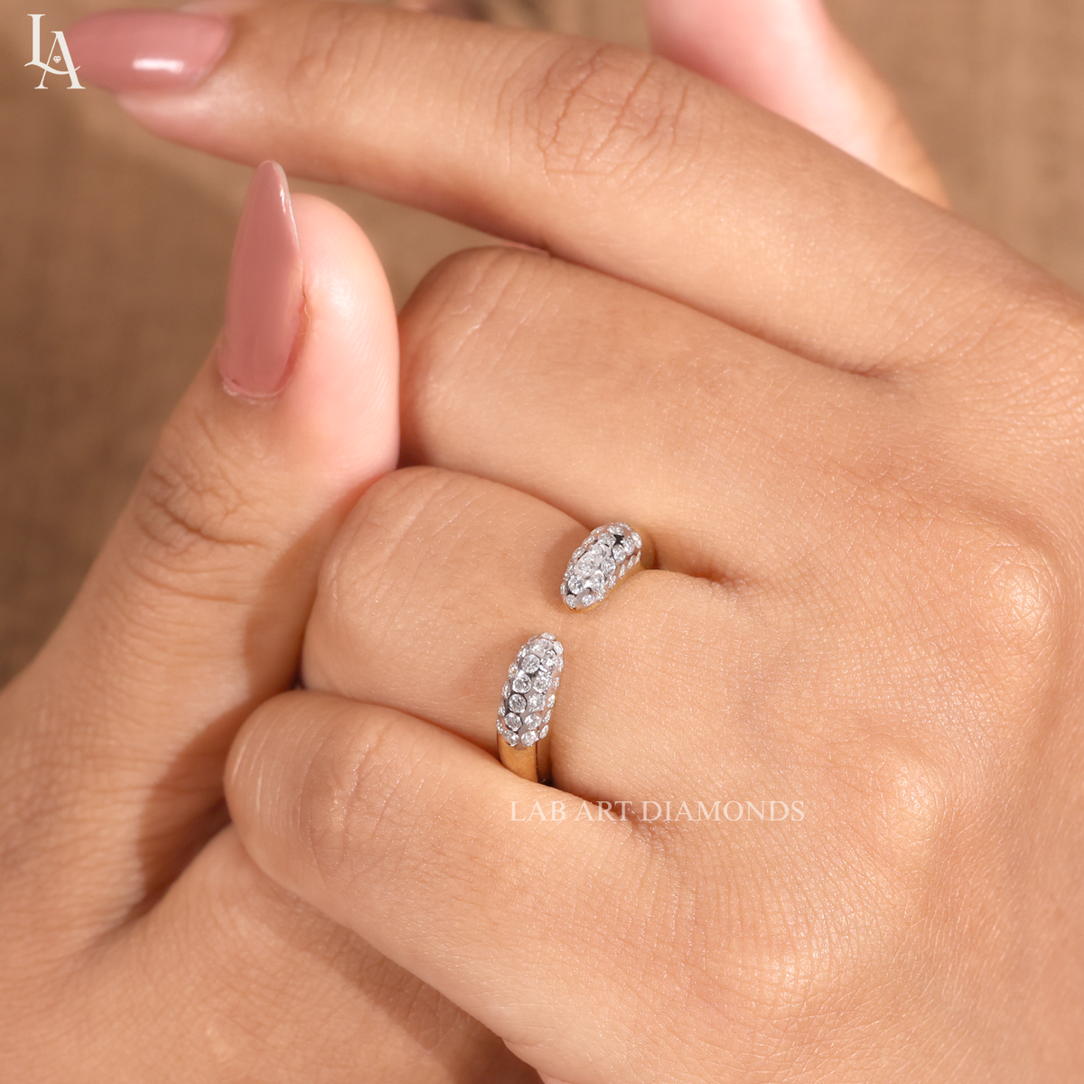 Dome Pave Diamond Open Cuff Ring