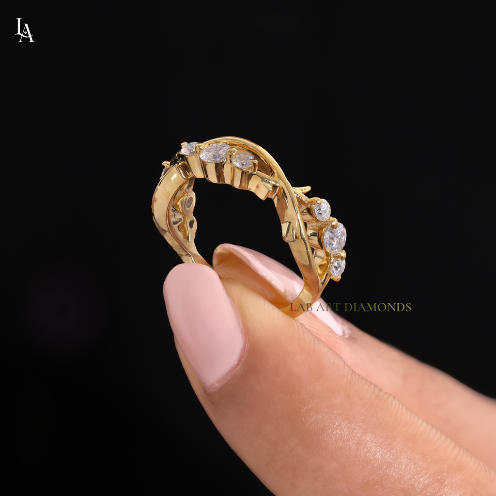 Twing Vine Nature Inspired Leaf Wedding Band