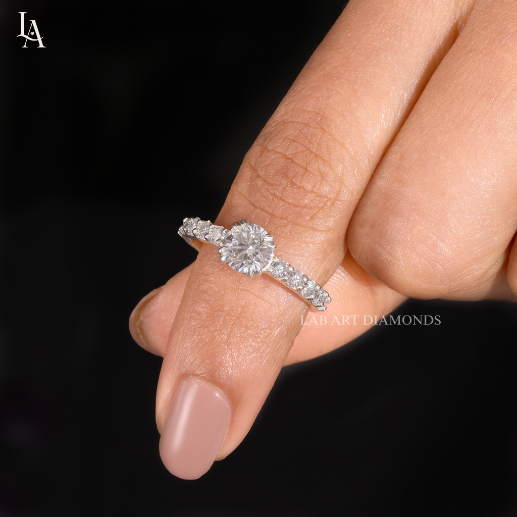 Round Cut Pave Engagement Ring