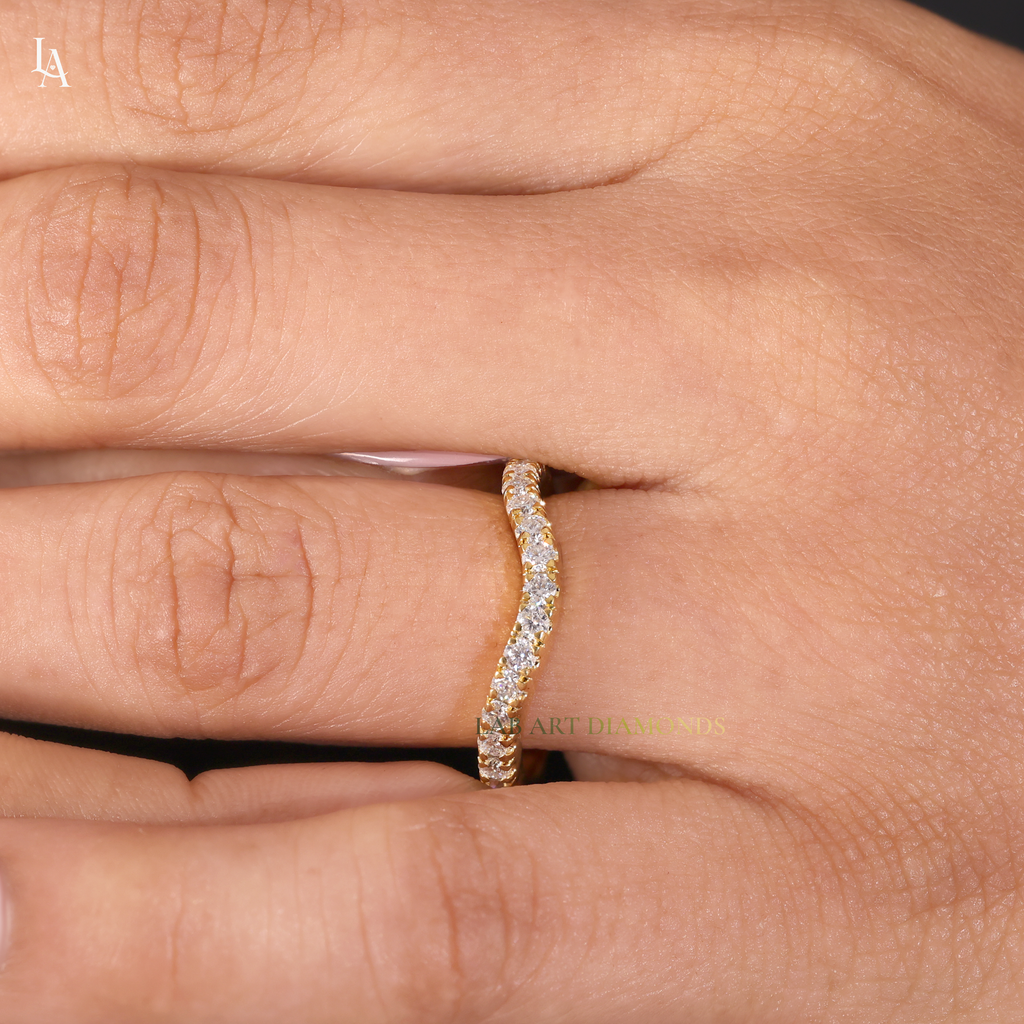 Curved U Shape Pave Contour Band