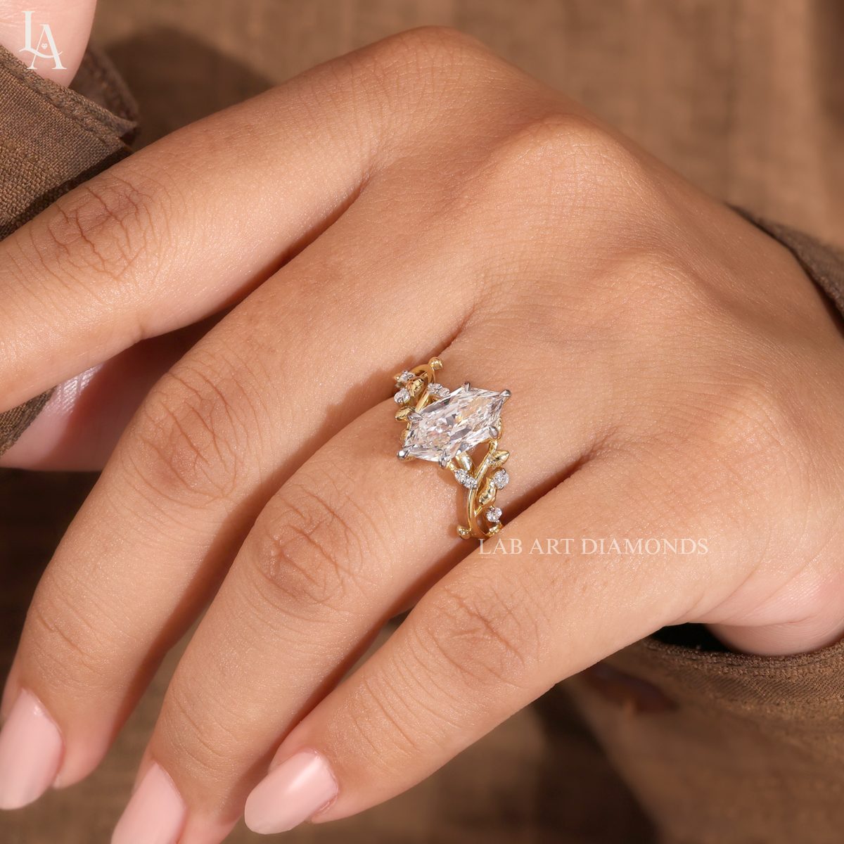 Marquise Cut Nature Inspired Engagement Ring