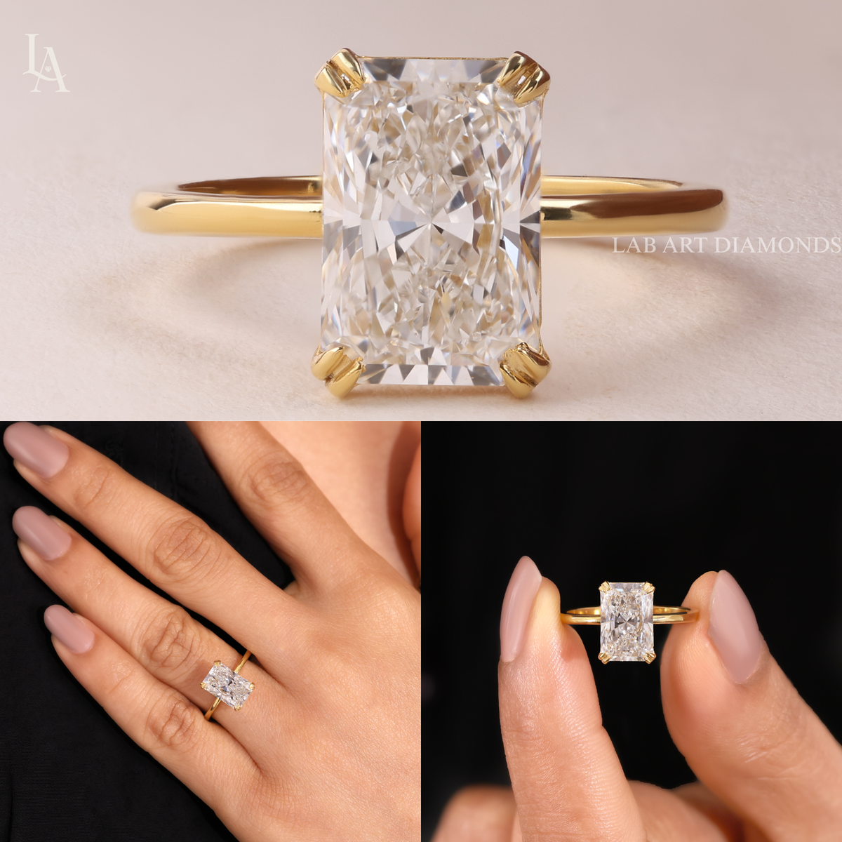 Elongated Radiant Cut Solitaire Engagement Ring