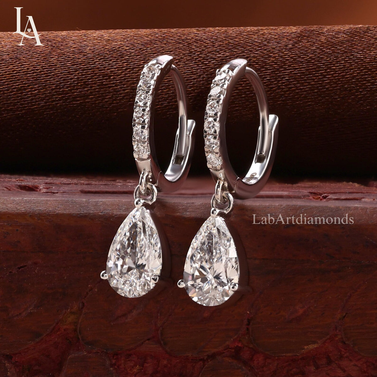 Pear Cut Lab Grown Diamond Drop Earrings