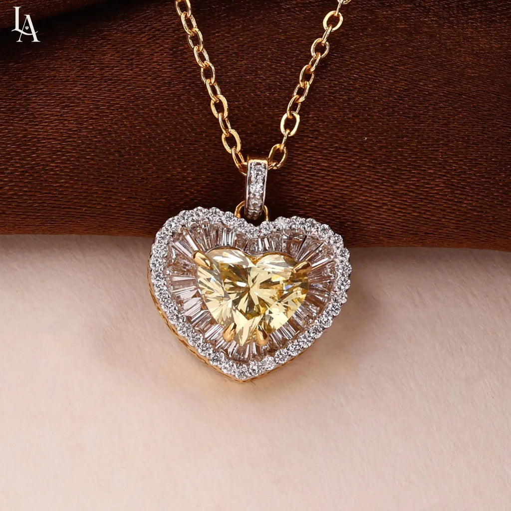 Heart Cut Yellow Lab Grown Diamond Pendant Necklace