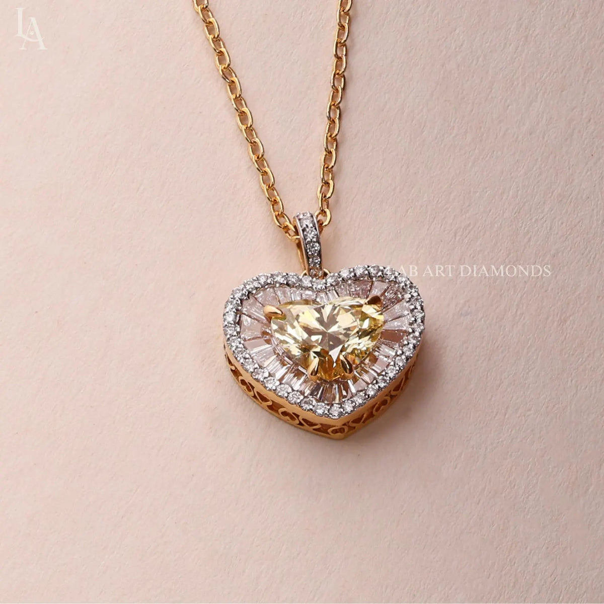 Heart Cut Yellow Lab Grown Diamond Pendant Necklace