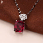Cushion Cut Ruby Pendant Necklace