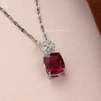 Cushion Cut Ruby Pendant Necklace