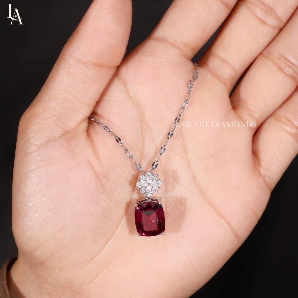 Cushion Cut Ruby Pendant Necklace