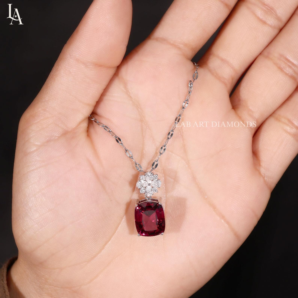 Cushion Cut Ruby Pendant Necklace