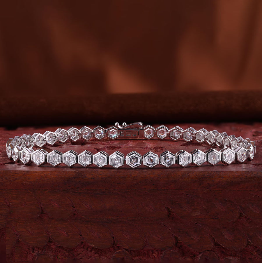 Hexagonal Lab Grown Diamond Tennis Bracelet