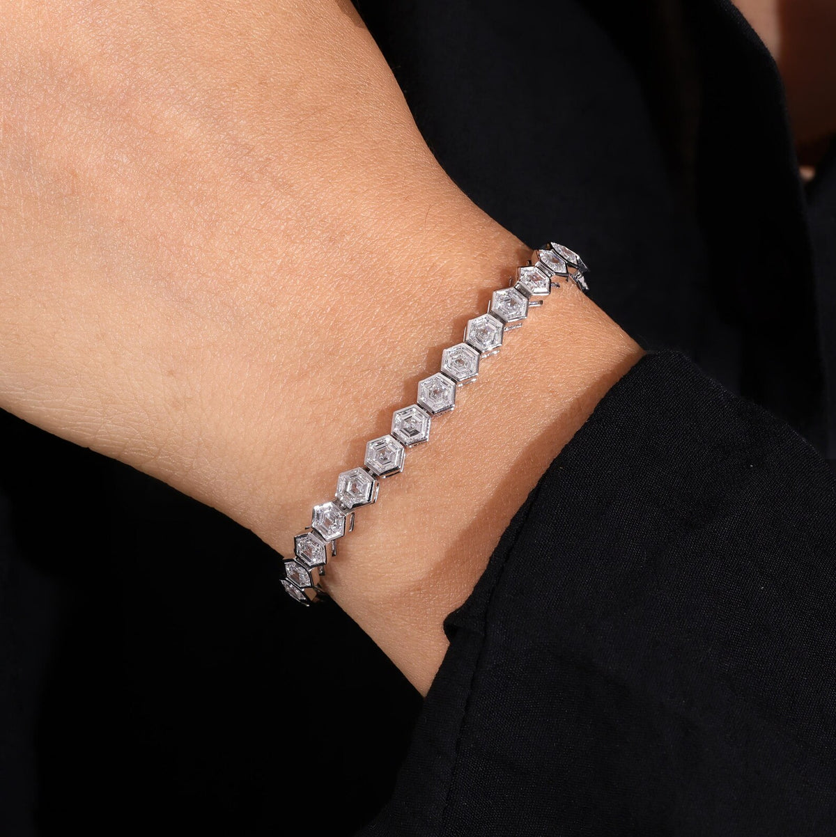 Hexagonal Lab Grown Diamond Tennis Bracelet