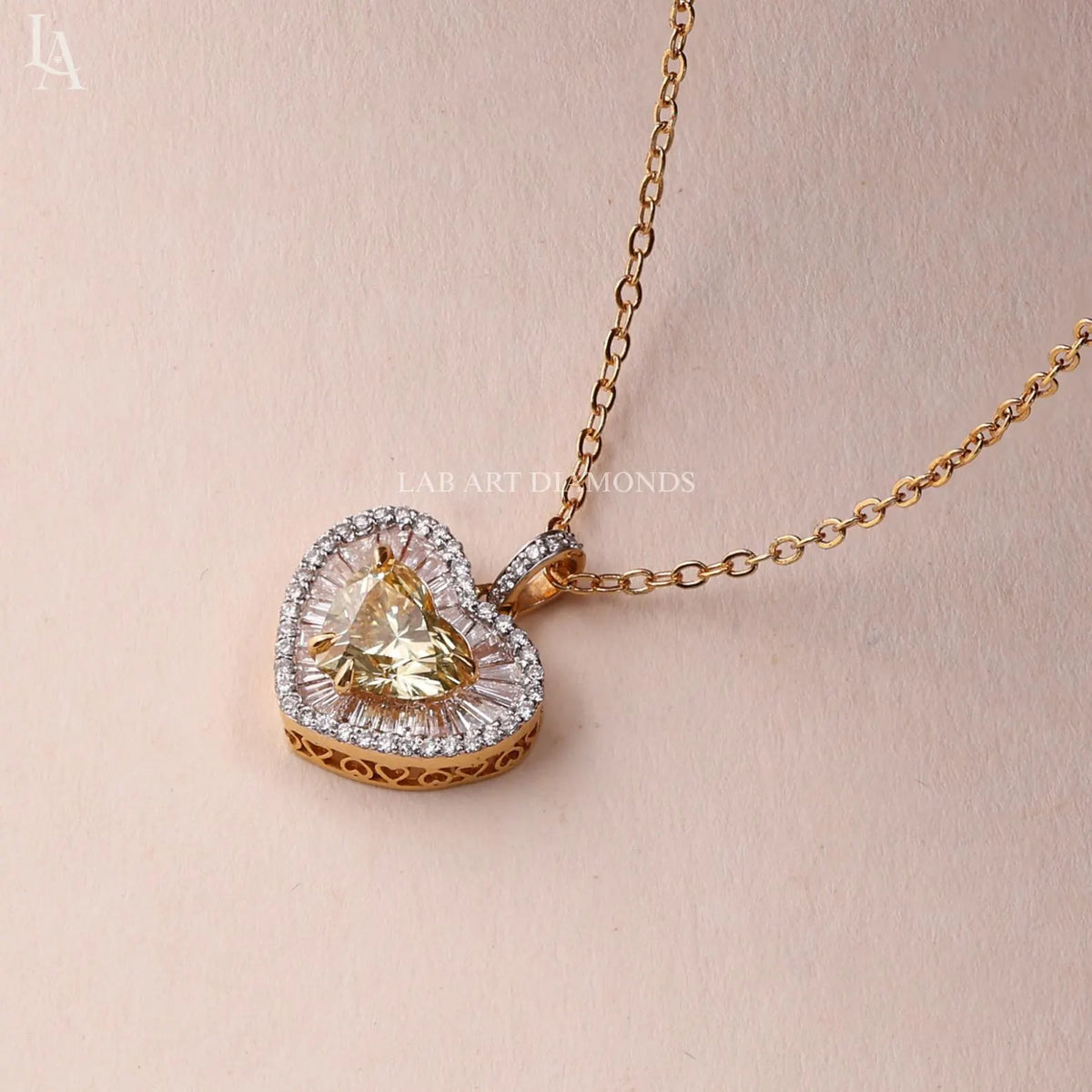 Heart Cut Yellow Lab Grown Diamond Pendant Necklace