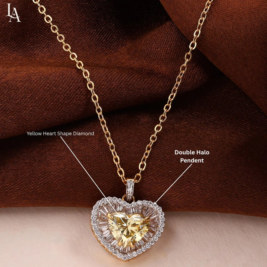 Heart Cut Yellow Lab Grown Diamond Pendant Necklace