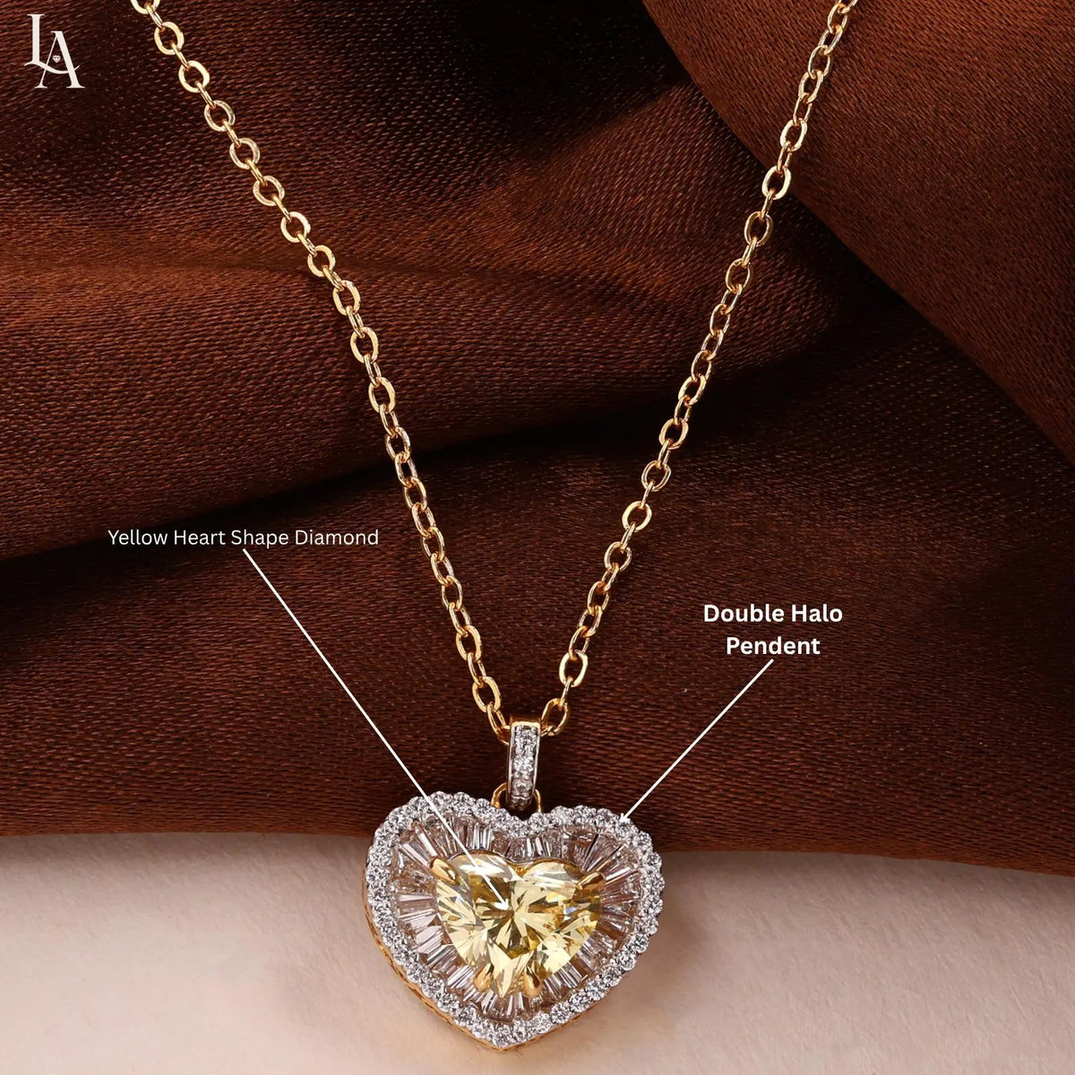Heart Cut Yellow Lab Grown Diamond Pendant Necklace