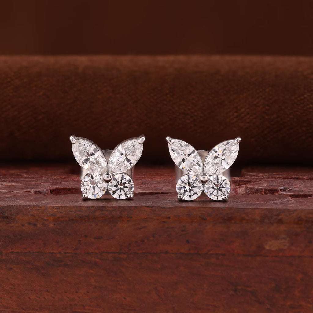 Marquise Cut Butterfly Stud Earrings