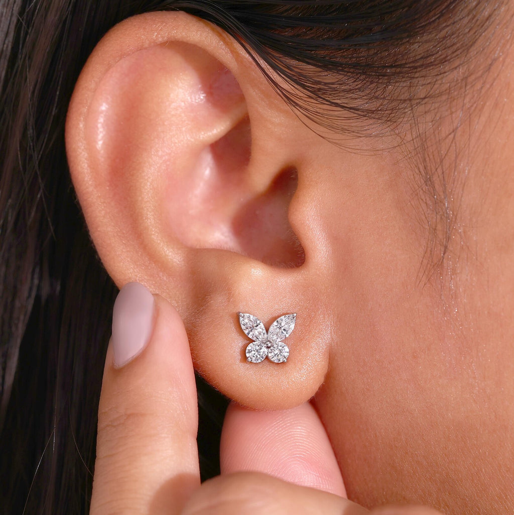 Marquise Cut Butterfly Stud Earrings