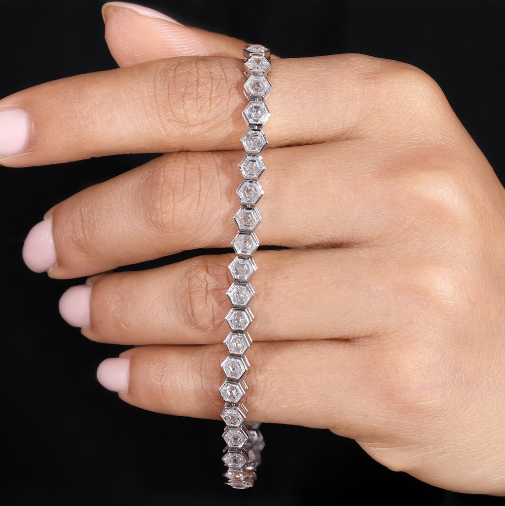 Hexagonal Lab Grown Diamond Tennis Bracelet