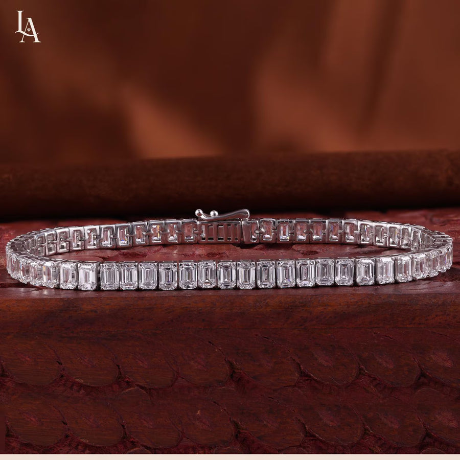 Emerald Cut Lab Grown Diamond Tennis Bracelet