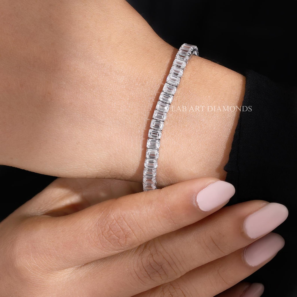 Emerald Cut Lab Grown Diamond Tennis Bracelet