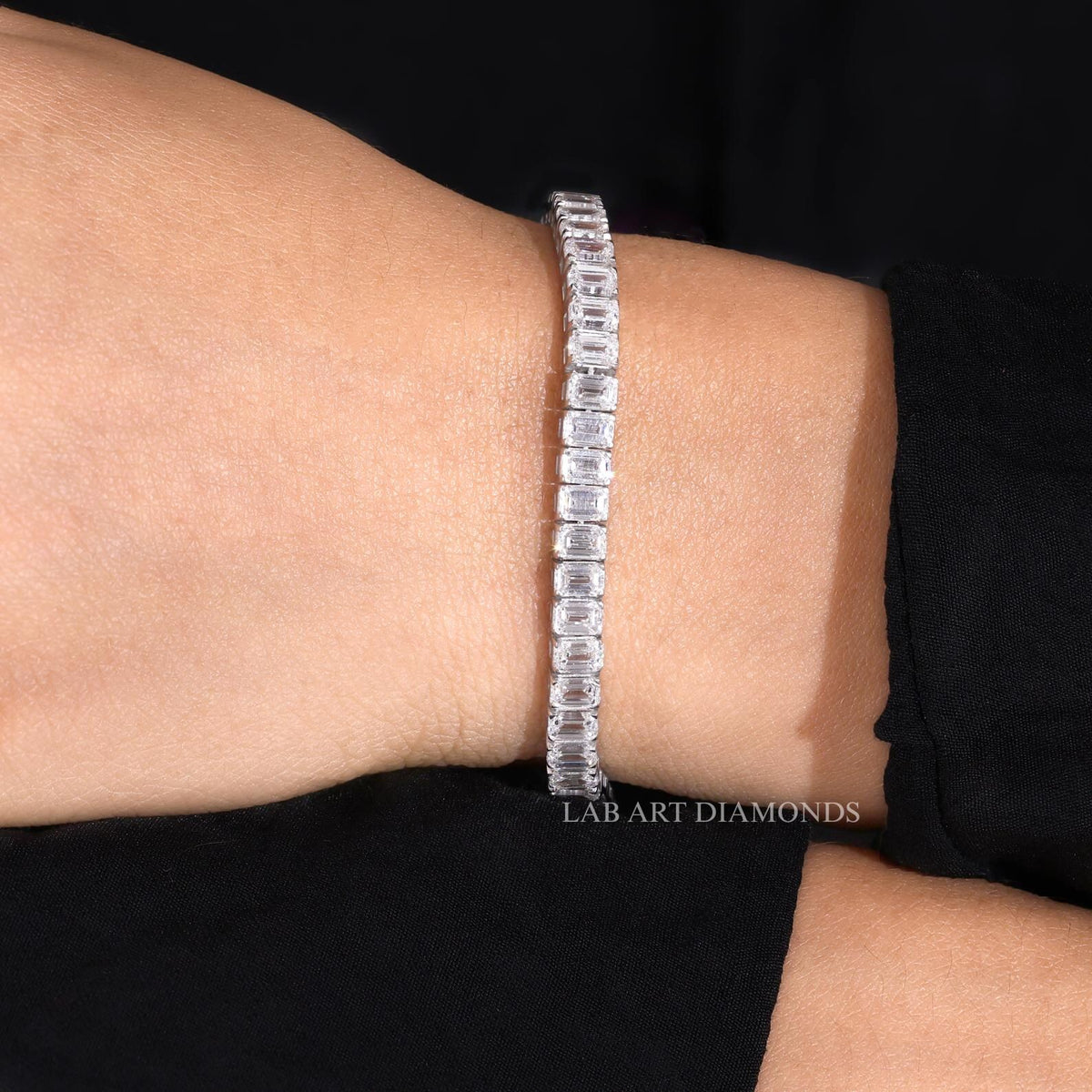 Emerald Cut Lab Grown Diamond Tennis Bracelet