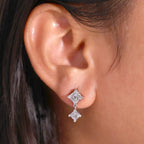 Princess Cut Dangle Drop Earrings