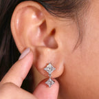 Princess Cut Dangle Drop Earrings