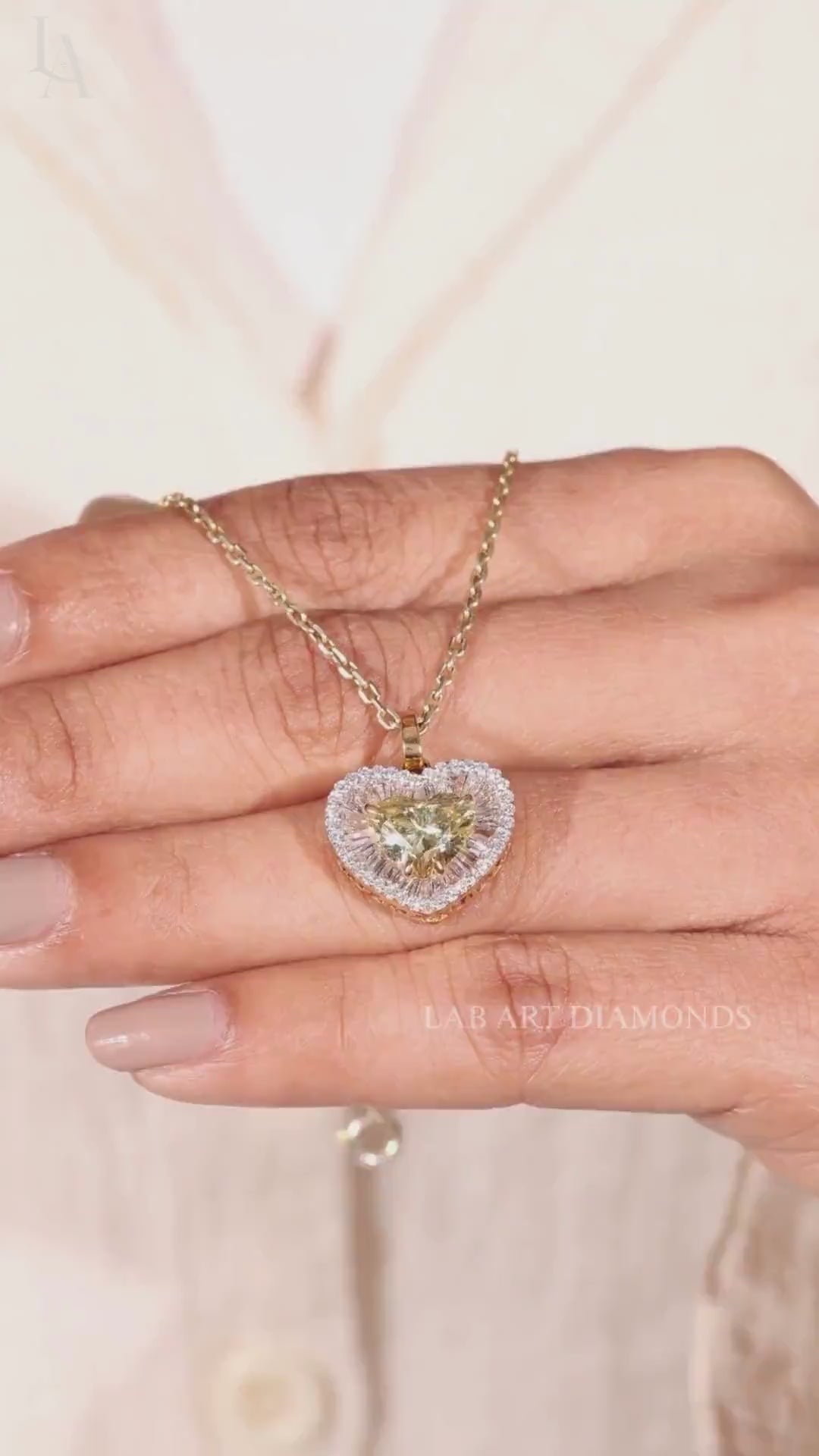 Heart Cut Yellow Lab Grown Diamond Pendant Necklace