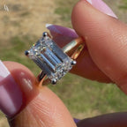 Elongated Emerald Cut Engagement Ring