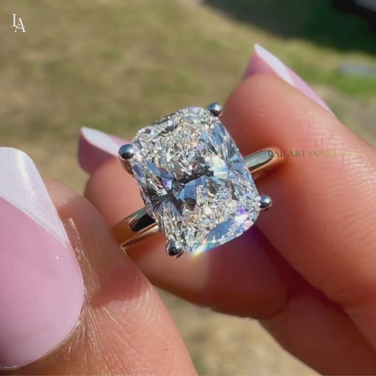 Cushion Cut Hidden Halo Engagement Ring