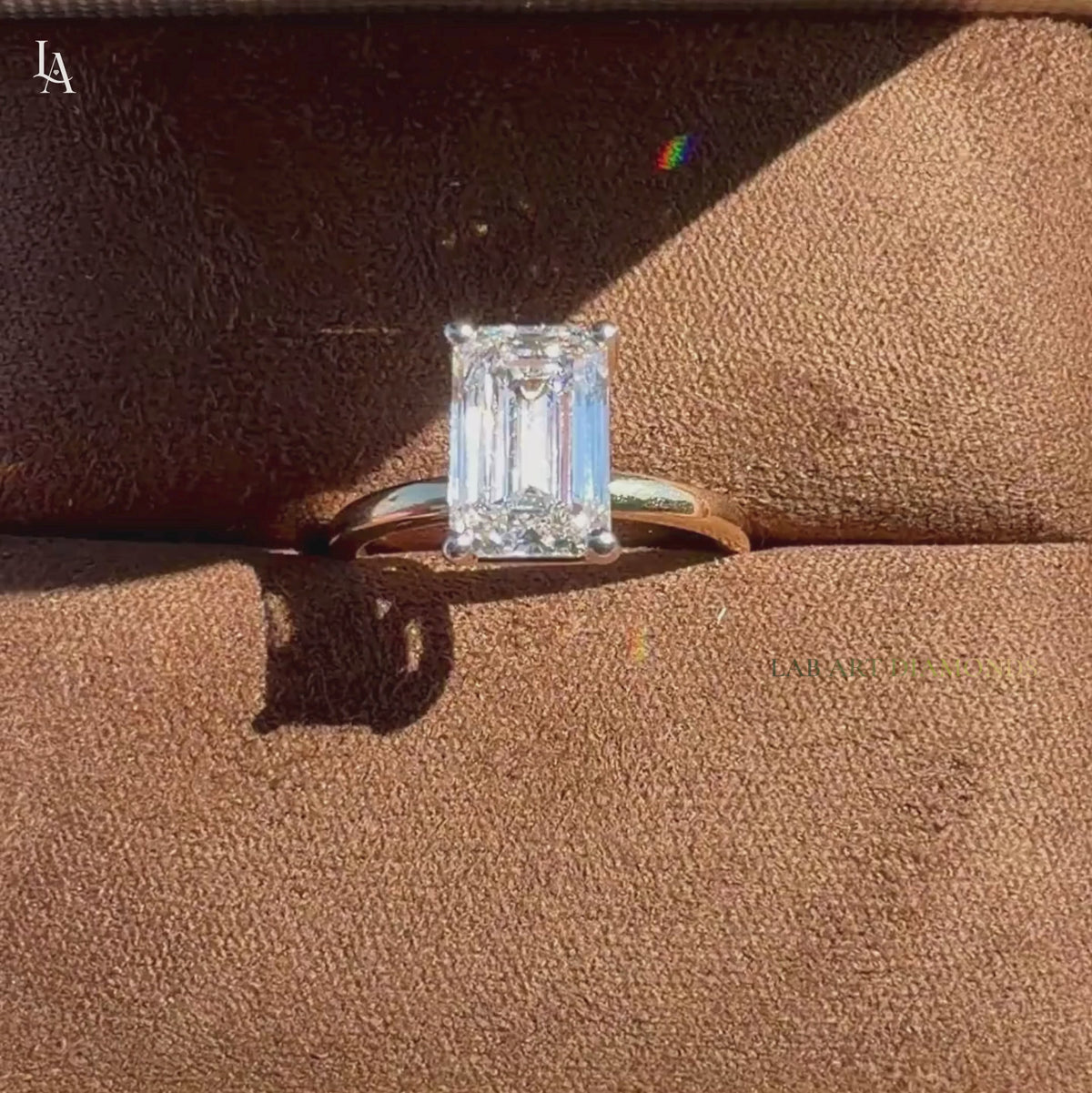 Elongated Emerald Cut Engagement Ring