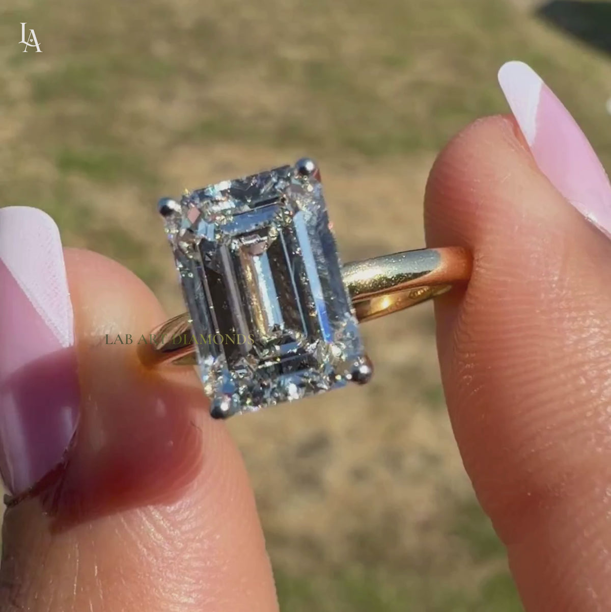 Emerald Cut Hidden Halo Engagement Ring