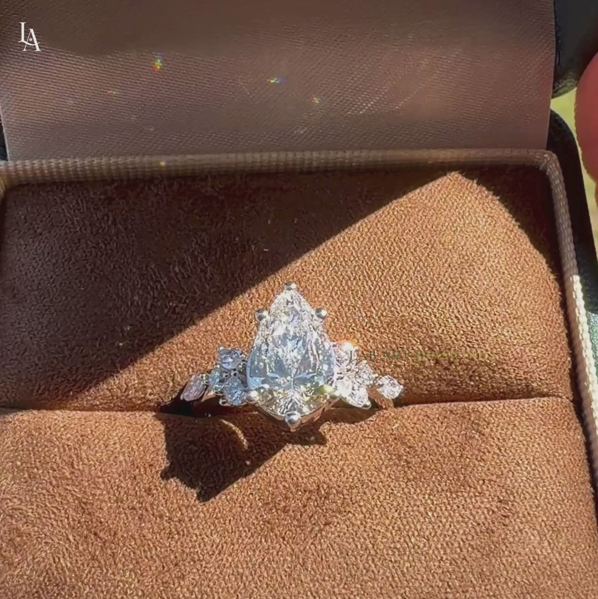 Pear Cut Cluster Engagement Ring