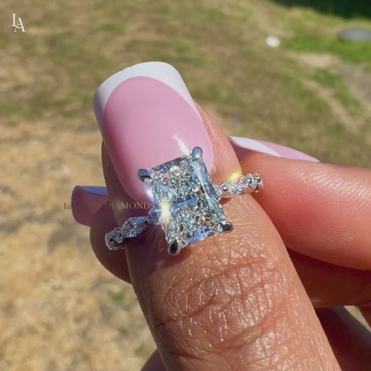 Radiant Cut Hidden Halo Engagement Ring