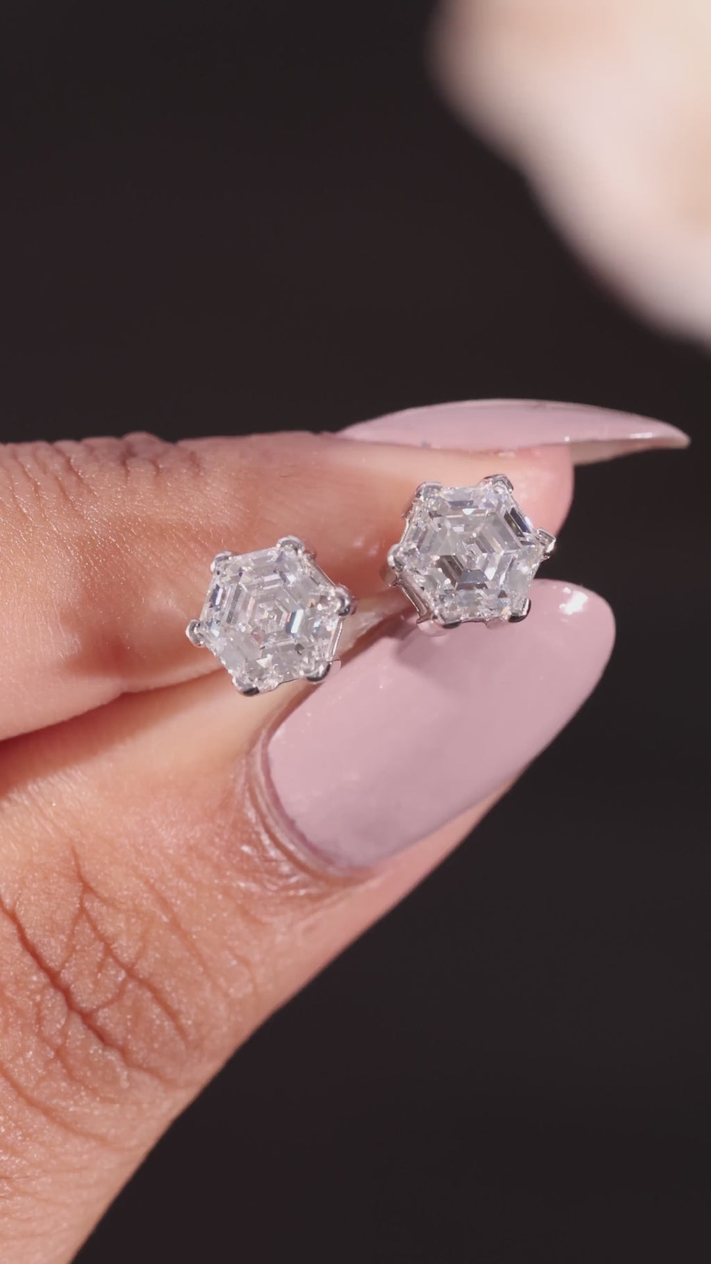 Hexagon Step Cut Stud Earrings