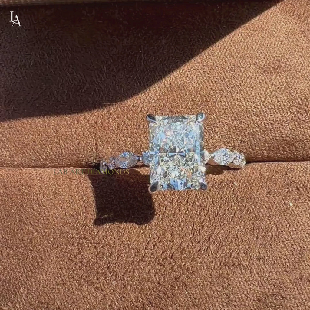 Radiant Cut Hidden Halo Engagement Ring