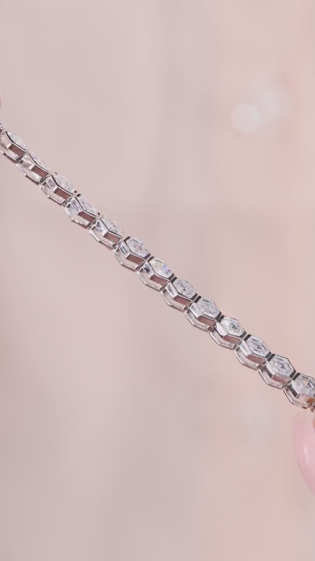 Hexagonal Lab Grown Diamond Tennis Bracelet