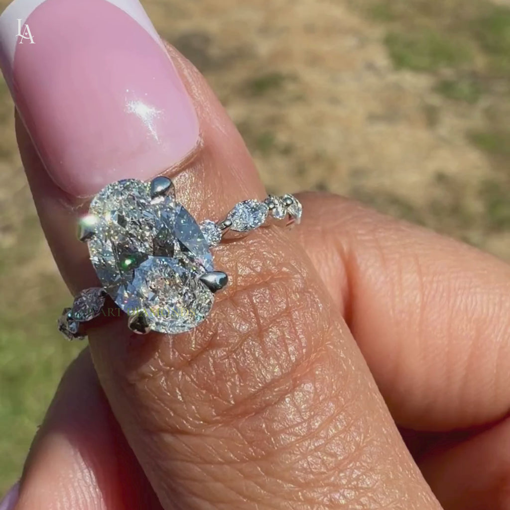 Oval Cut Hidden Halo Engagement Ring