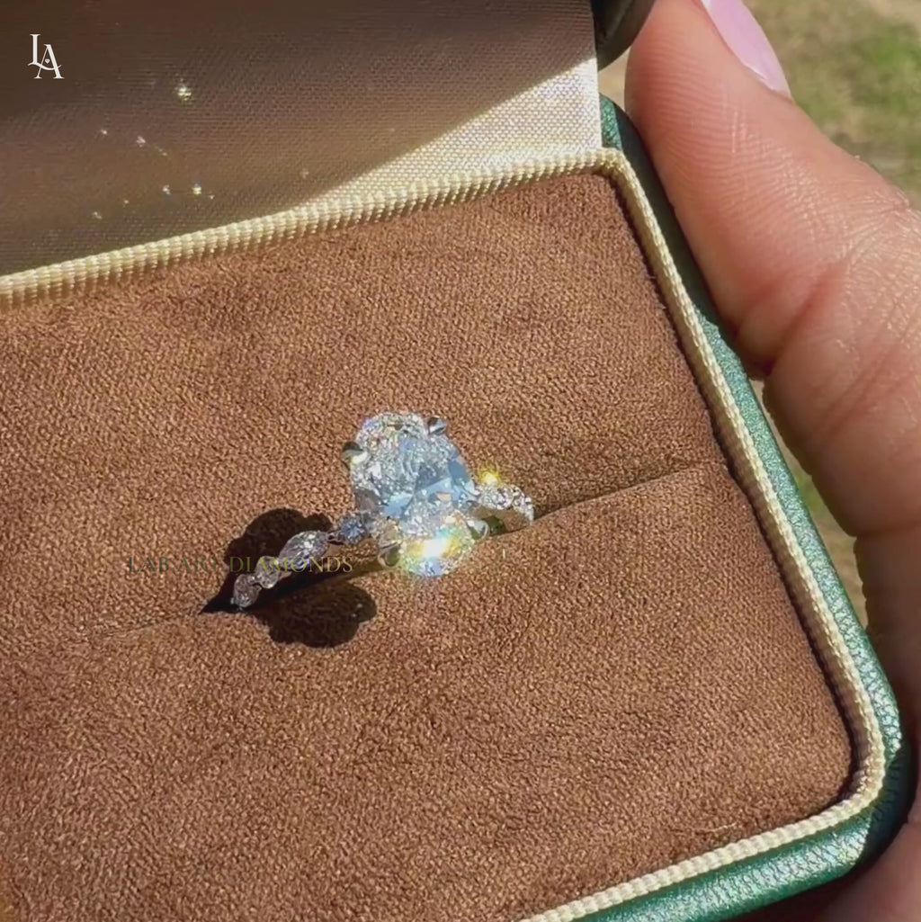 Oval Cut Hidden Halo Engagement Ring