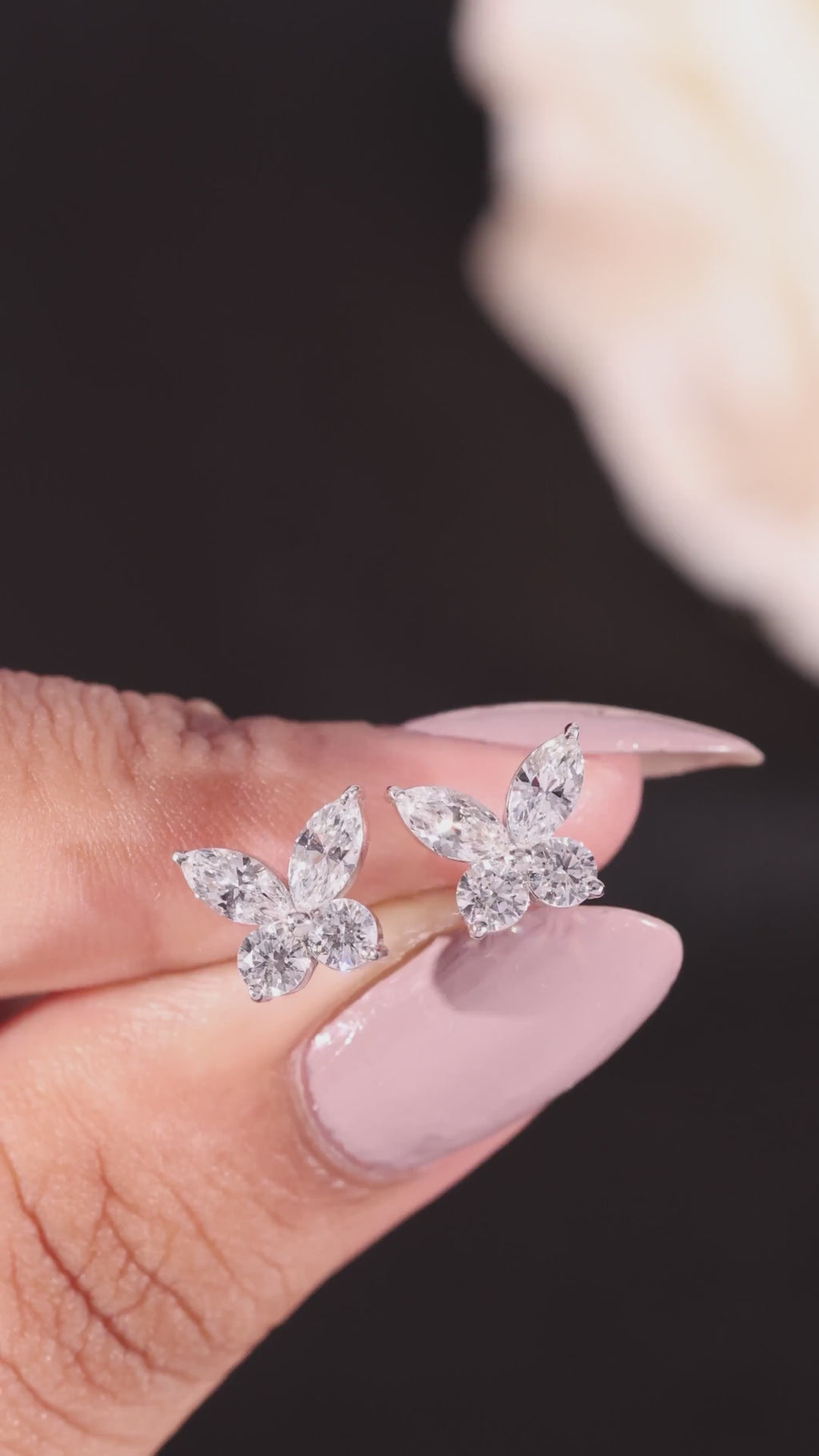 Marquise Cut Butterfly Stud Earrings