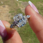 Cushion Cut Cluster Engagement Ring