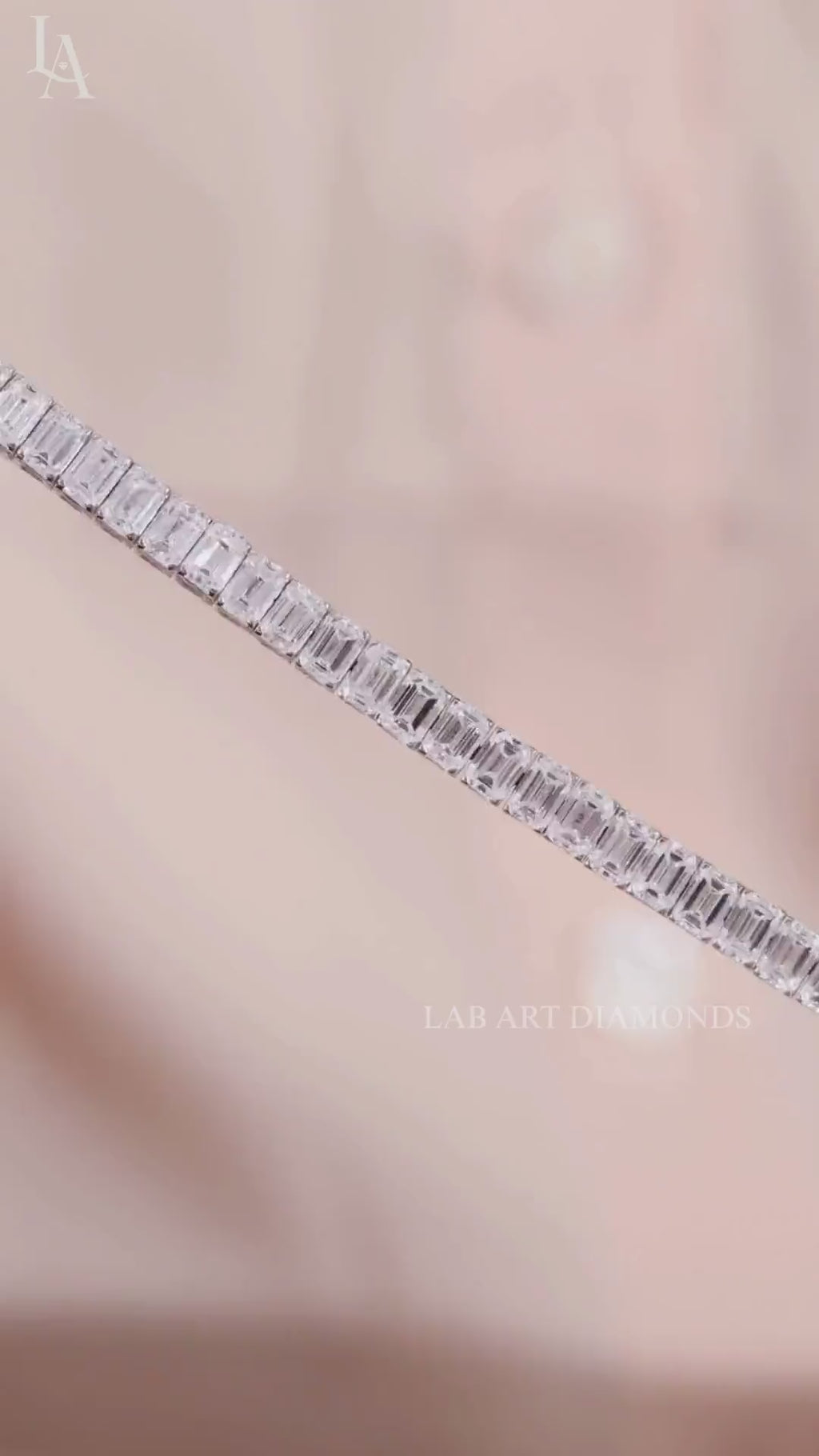 Emerald Cut Lab Grown Diamond Tennis Bracelet