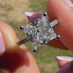 Princess Cut Pave Solitaire Engagement Ring